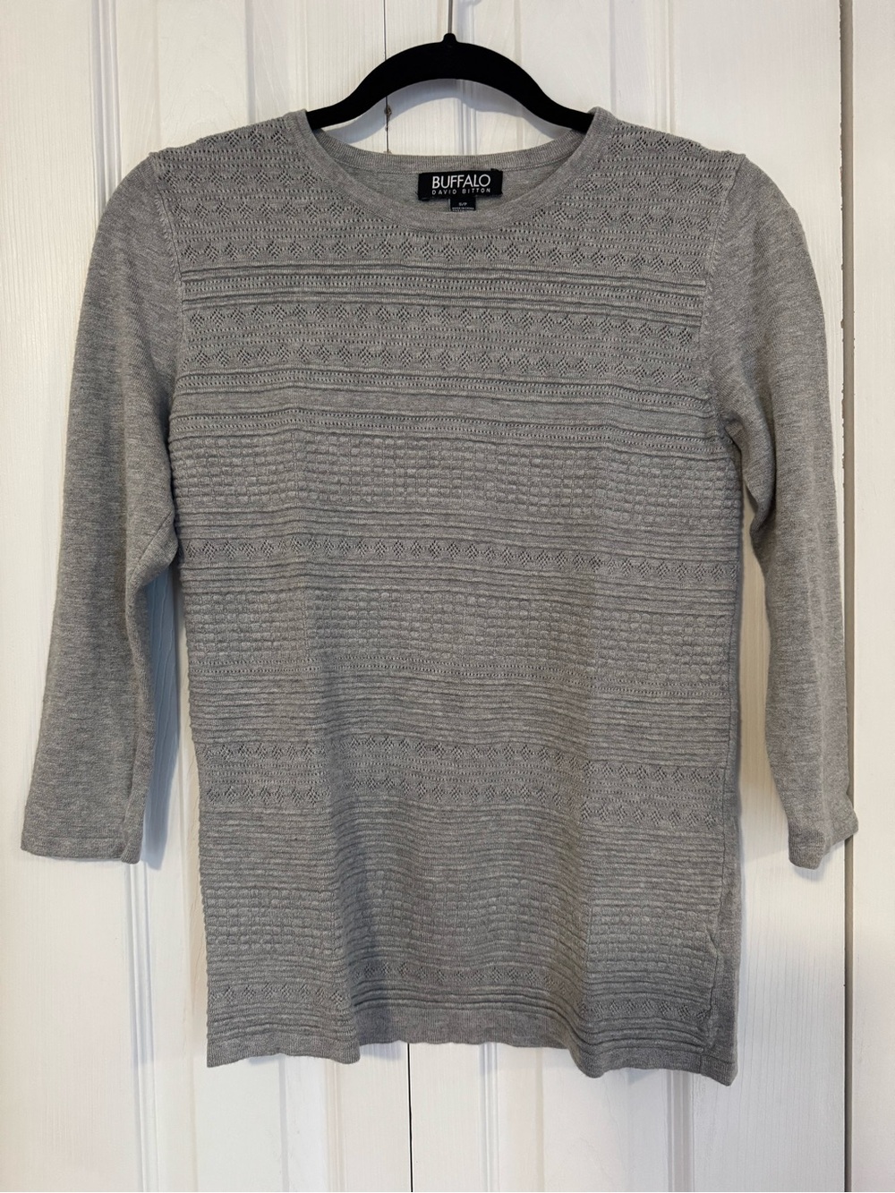 Buffalo David Bitton Heather Gray Textured Crewneck Top